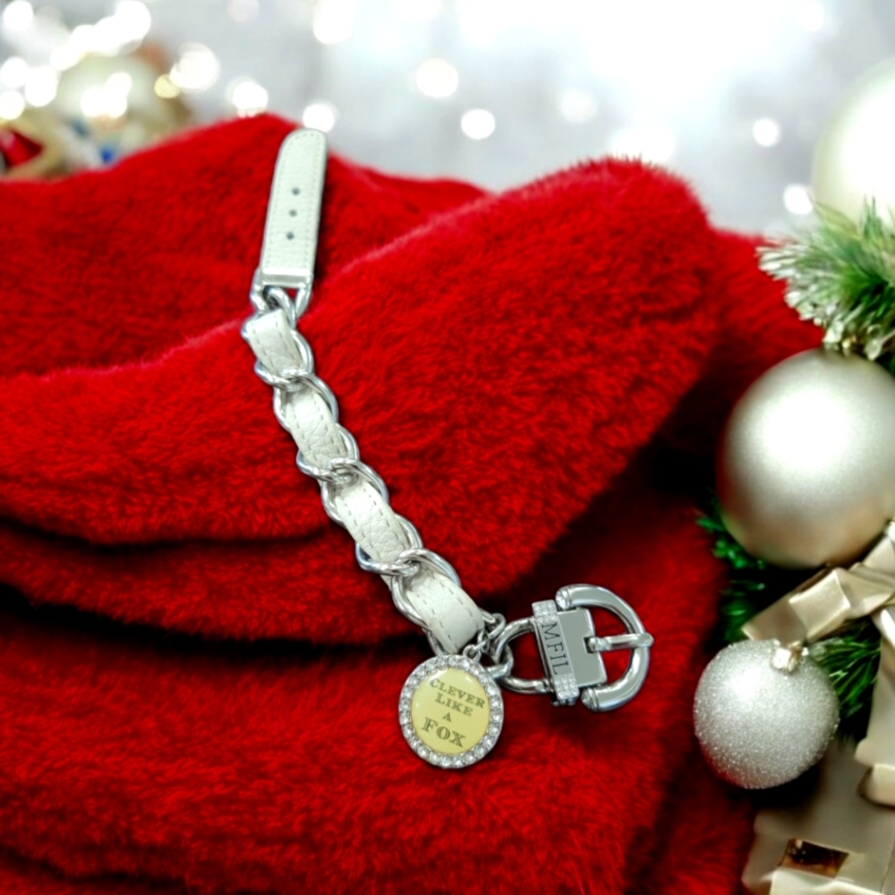 Bracelet, Brighton MFIL Leather Bracelet, Bling Charm